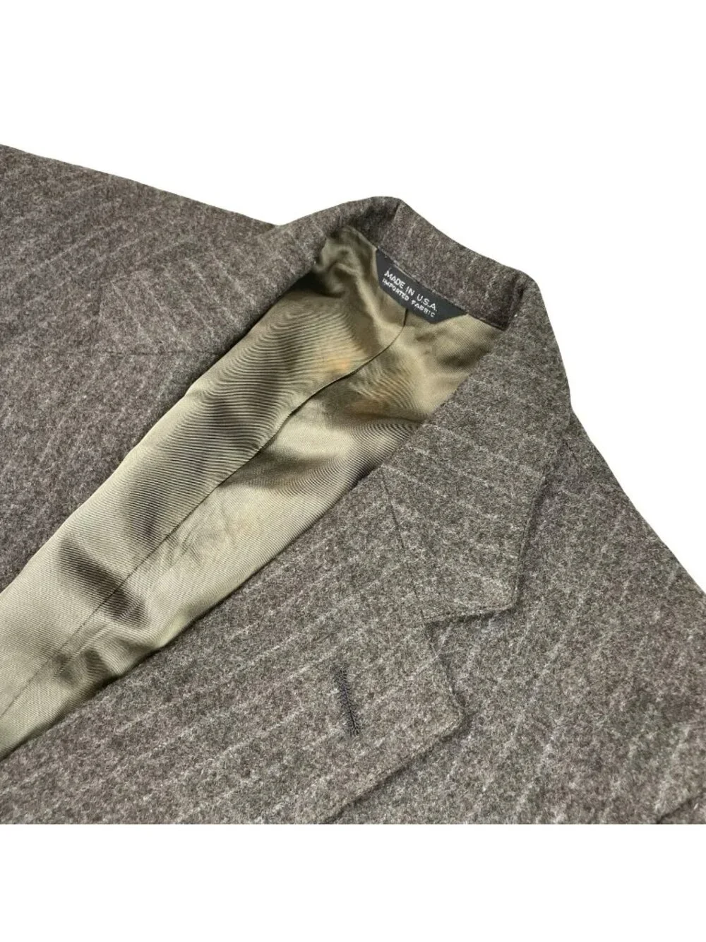 VTG Ralph Lauren Chaps Men's Wool Flannel Blazer Brown Railroad Stripe •USA• 40S